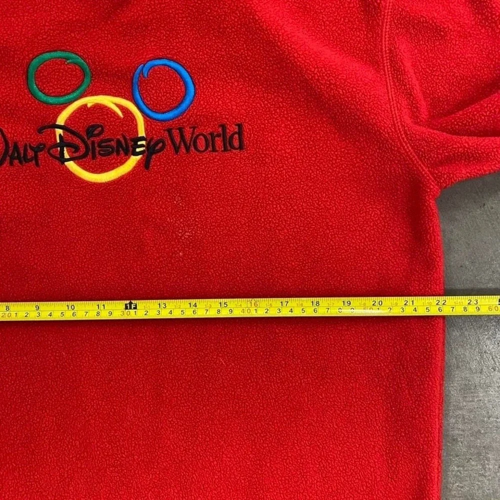 Vintage 90s Walt Disney World Red Fleece Crewneck Sweatshirt Size L